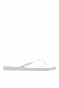 Balenciaga cream Rubber flip-flops with logo