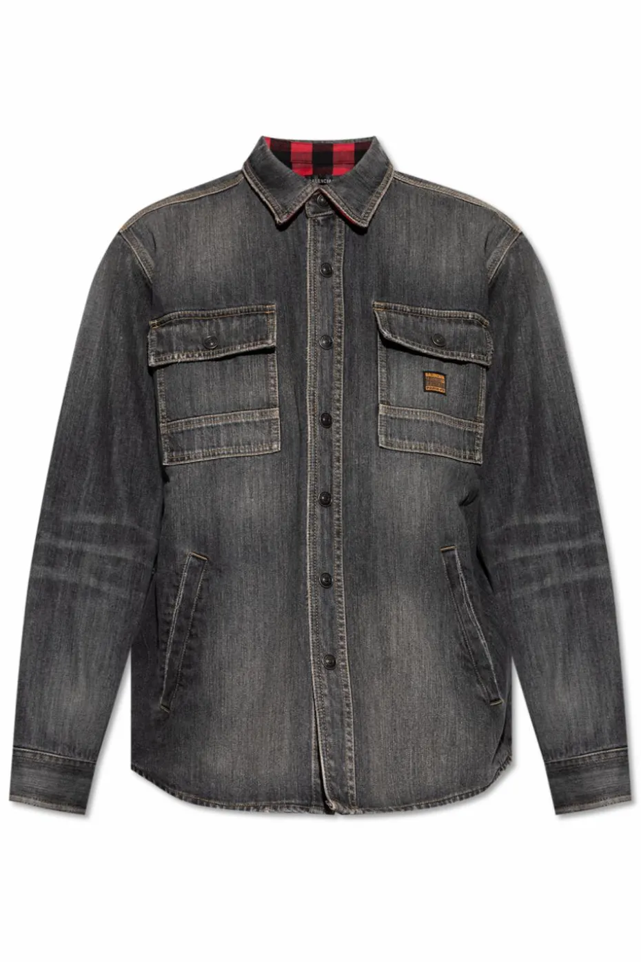 Balenciaga GREY Denim shirt with `vintage` effect