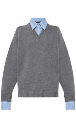 Balenciaga GREY Sweater with shirt motif