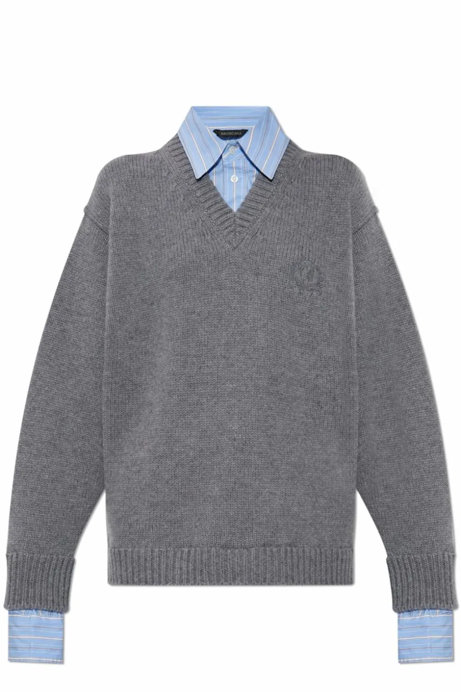 Balenciaga GREY Sweater with shirt motif
