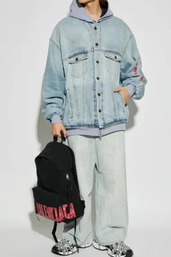 Balenciaga light blue Denim jacket with hood
