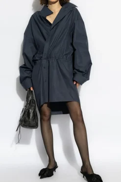 Balenciaga NAVY BLUE Cotton dress with draping