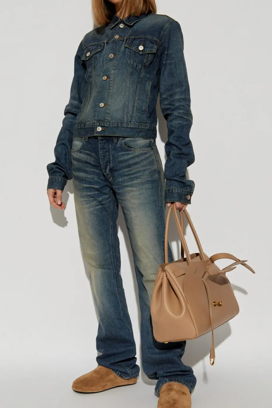 Balenciaga NAVY BLUE Denim jacket with vintage effect