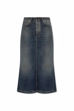 Balenciaga NAVY BLUE Denim skirt with vintage effect