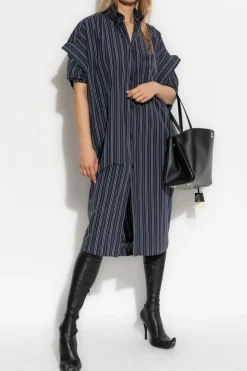 Balenciaga NAVY BLUE Dress with striped pattern