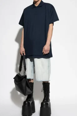 Balenciaga NAVY BLUE Polo with embroidered logo
