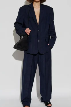 Balenciaga NAVY BLUE Wide-leg pleated trousers