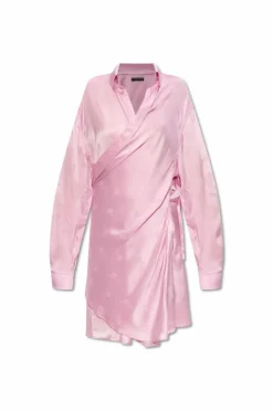 Balenciaga PINK Silk dress in shirt style