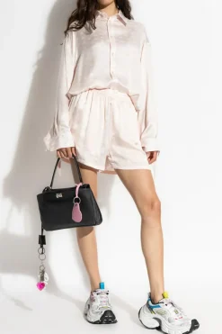 Balenciaga PINK Silk shorts with monogram