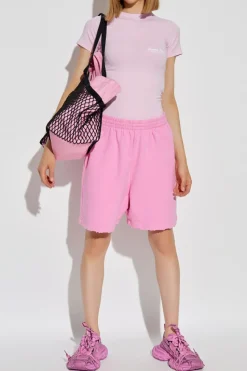 Balenciaga PINK T-shirt with embroidered logo
