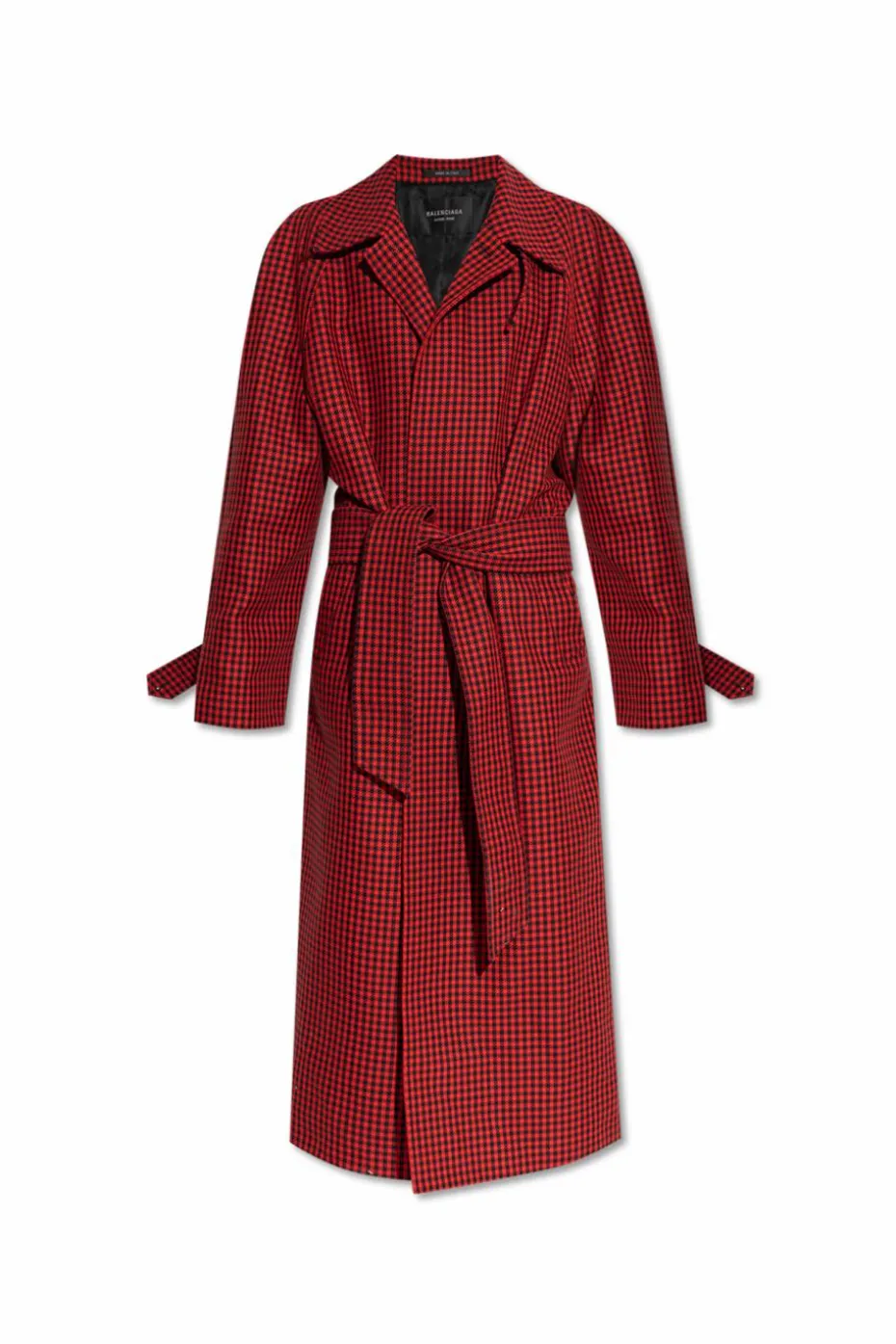 Balenciaga RED Coat with houndstooth pattern