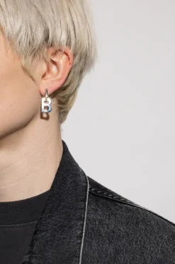 Balenciaga SILVER Brass logo earrings