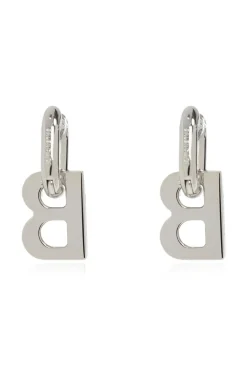 Balenciaga SILVER Brass logo earrings