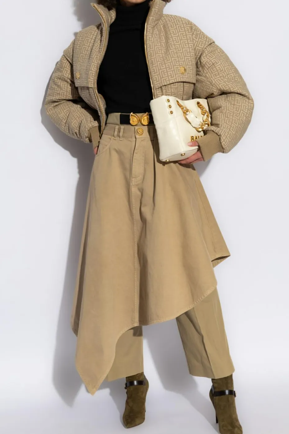 Balmain beige Padded jacket with detachable sleeves