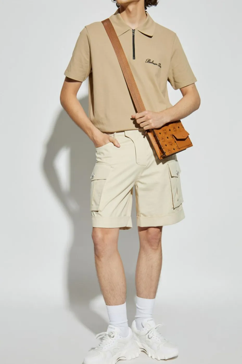 Balmain beige Polo with embroidered logo