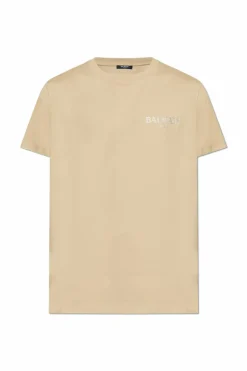 Balmain beige T-shirt with printed logo