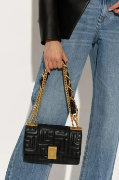 Balmain BLACK ‘1945 Soft’ quilted shoulder bag