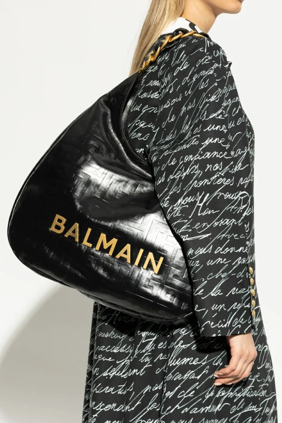 Balmain BLACK Bag 1945 Soft Moon Large in hobo style