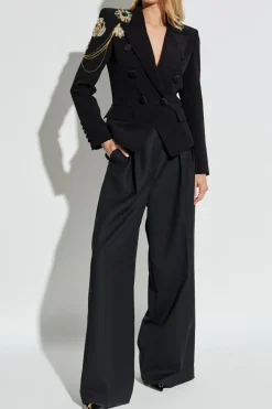 Balmain BLACK Blazer with shimmering appliqués