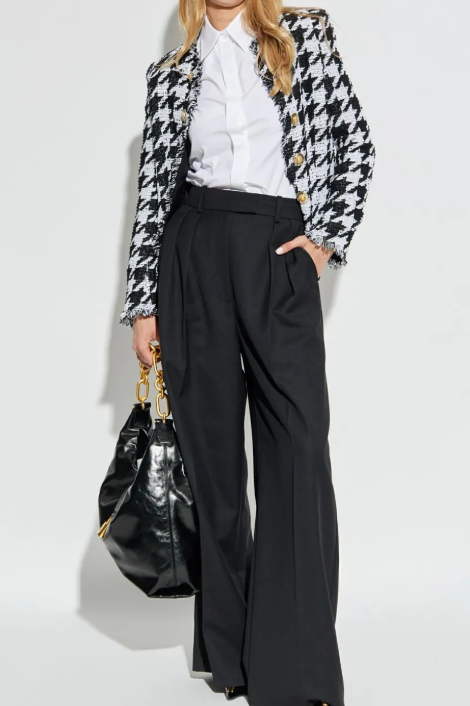 Balmain BLACK Blazer with houndstooth pattern