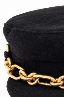 Balmain BLACK Cap with decorative chain