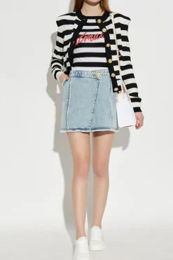 Balmain BLACK Cardigan with stripe pattern