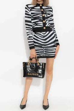 Balmain BLACK Cardigan with animal print