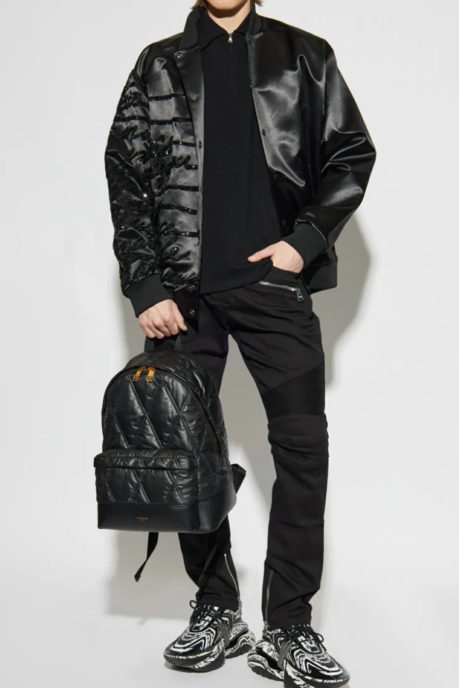 Balmain BLACK Cotton polo with patch
