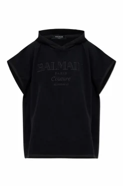 Balmain BLACK Cotton poncho
