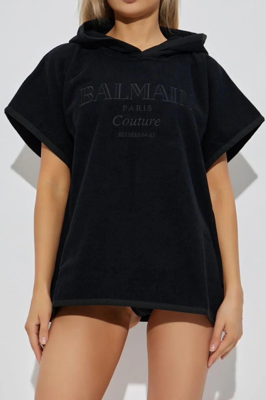 Balmain BLACK Cotton poncho