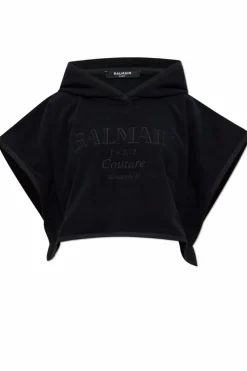 Balmain BLACK Cotton poncho