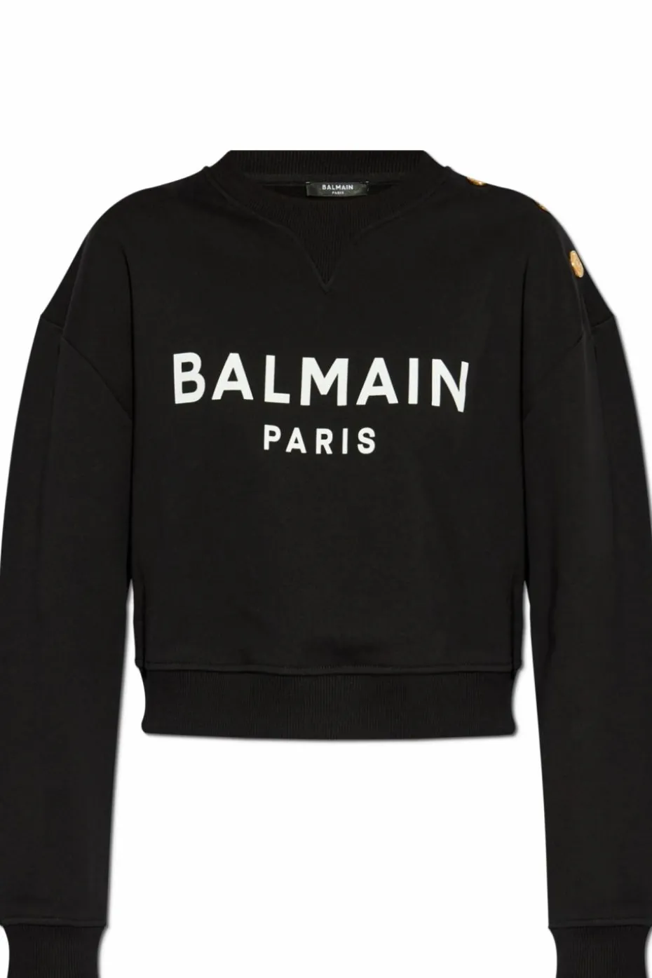 Balmain BLACK Cropped sweatshirt with printed logo