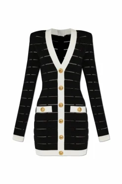 Balmain BLACK Dress with transparent inserts