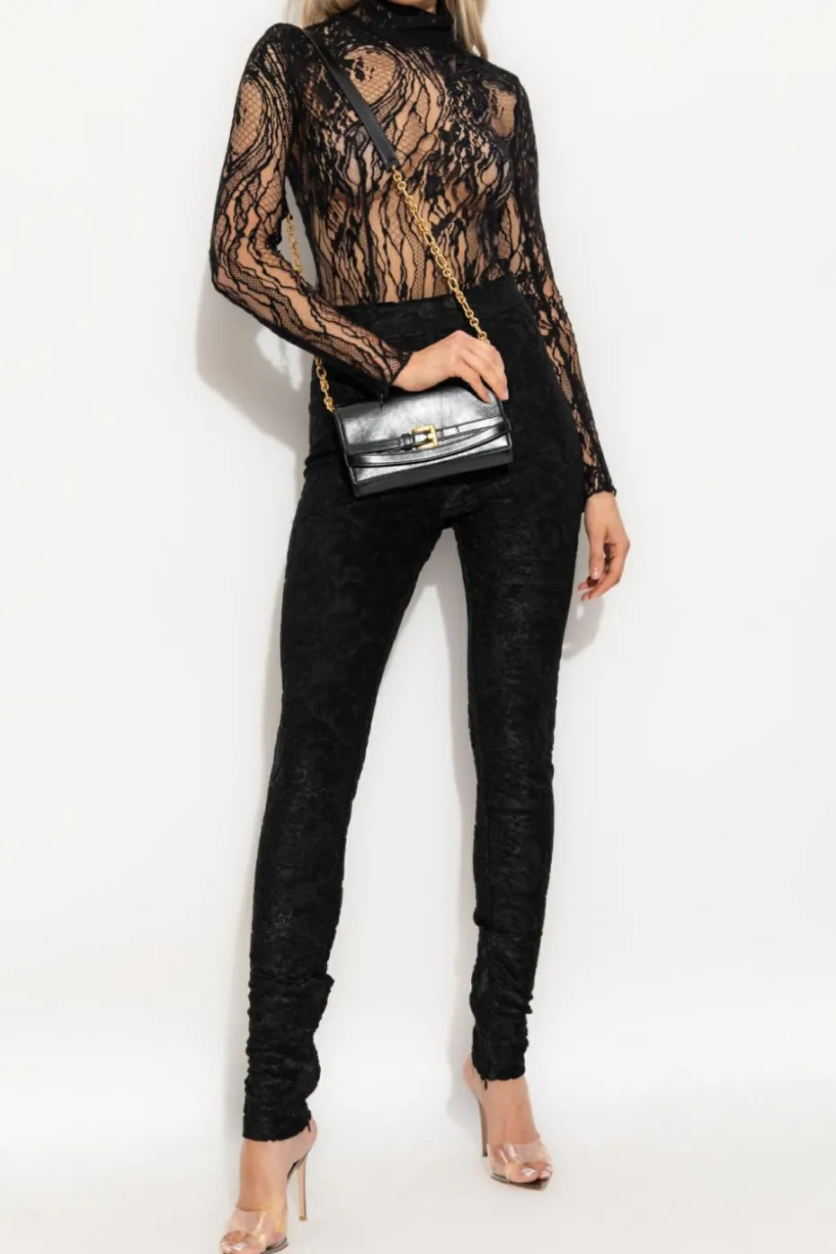 Balmain BLACK Floral pattern trousers