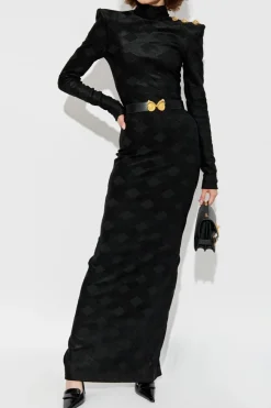 Balmain BLACK High-neck dress