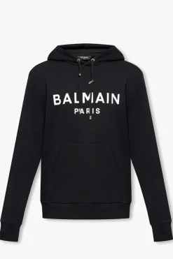 Balmain BLACK Hoodie with logo