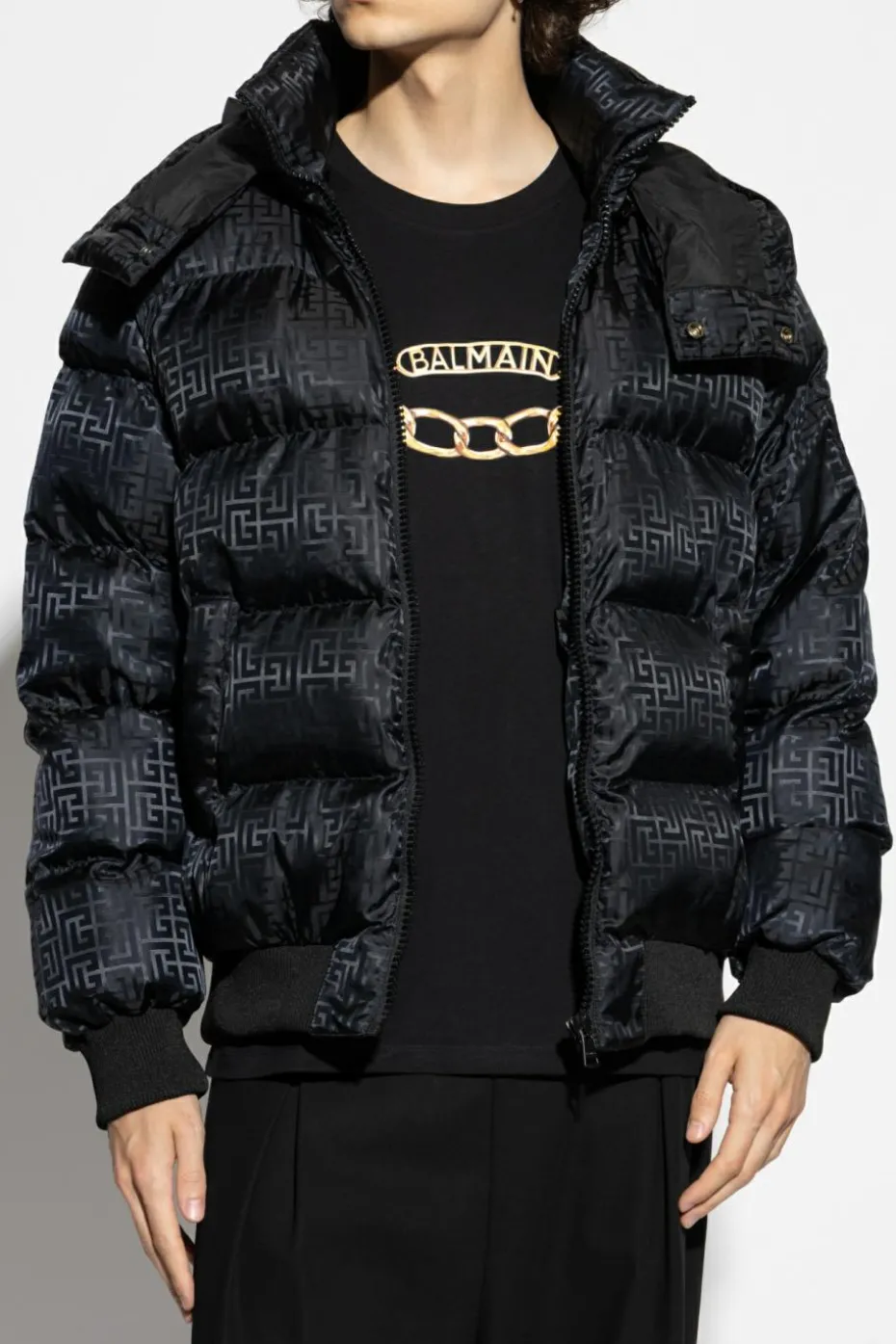 Balmain BLACK Insulated jacket with detachable hood