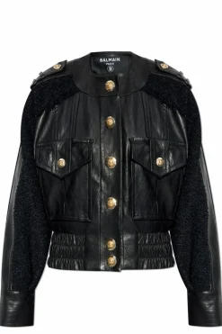 Balmain BLACK Jacket made of combined materials