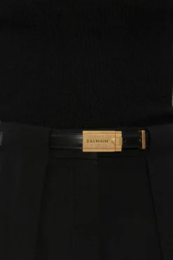 Balmain BLACK Leather belt