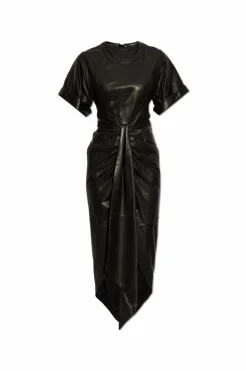 Balmain BLACK Leather fitted dress