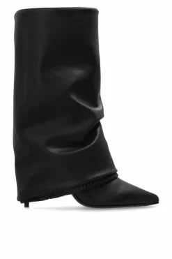 Balmain BLACK Leather heeled ankle boots