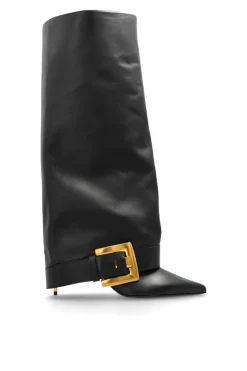Balmain BLACK Leather heeled boots