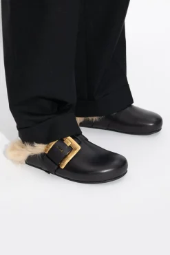 Balmain BLACK Leather slides
