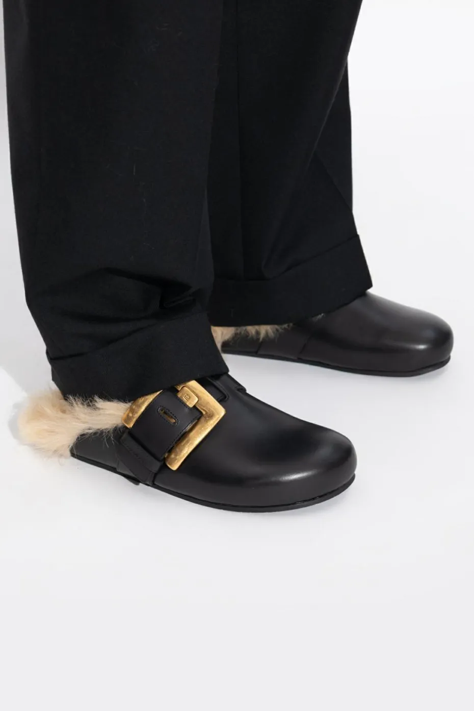 Balmain BLACK Leather slides