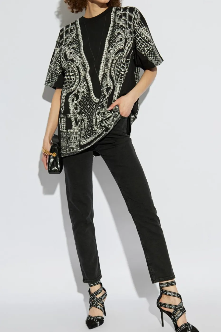 Balmain BLACK Oversize t-shirt with print