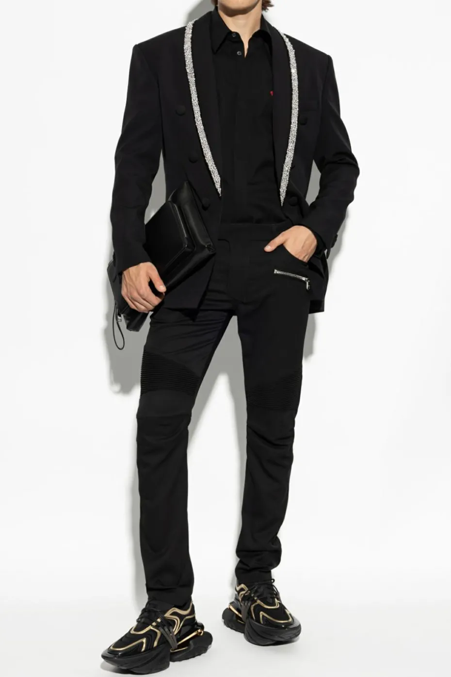 Balmain BLACK Pants with stitching on the legs