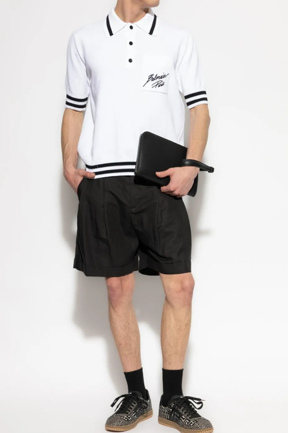 Balmain BLACK Pleated shorts