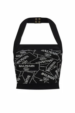 Balmain BLACK Short off-shoulder top