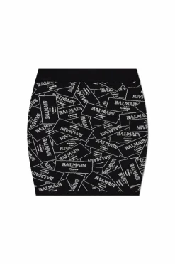 Balmain BLACK Short skirt with monogram