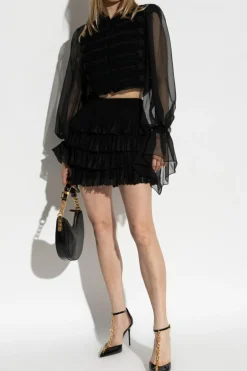Balmain BLACK Short skirt with ruffles